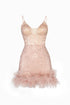 Strappy V Neck Mini Dress With Fur Detail